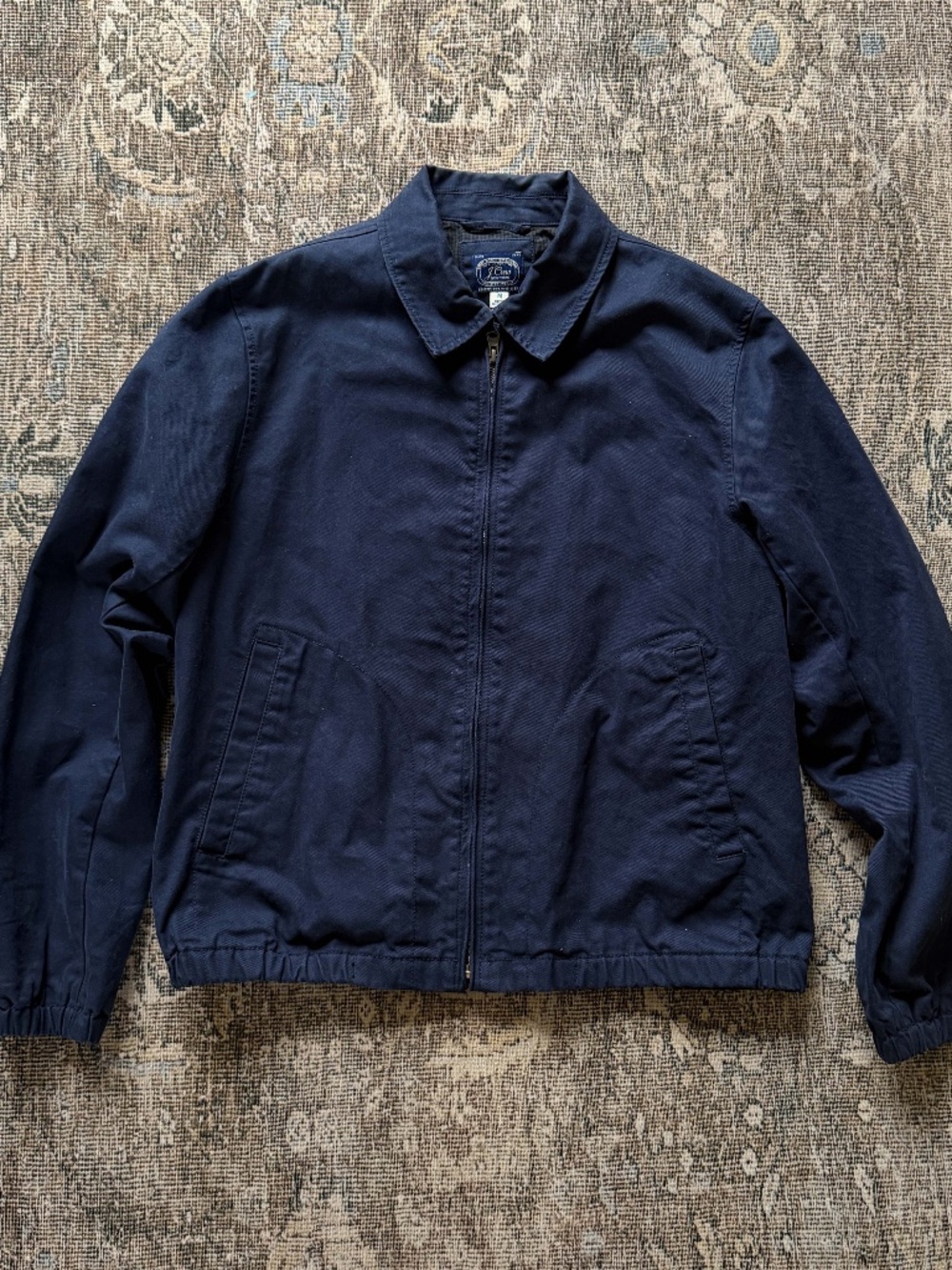 J. Crew Navy Harrington jacket in cotton twill • size medium • BJ059